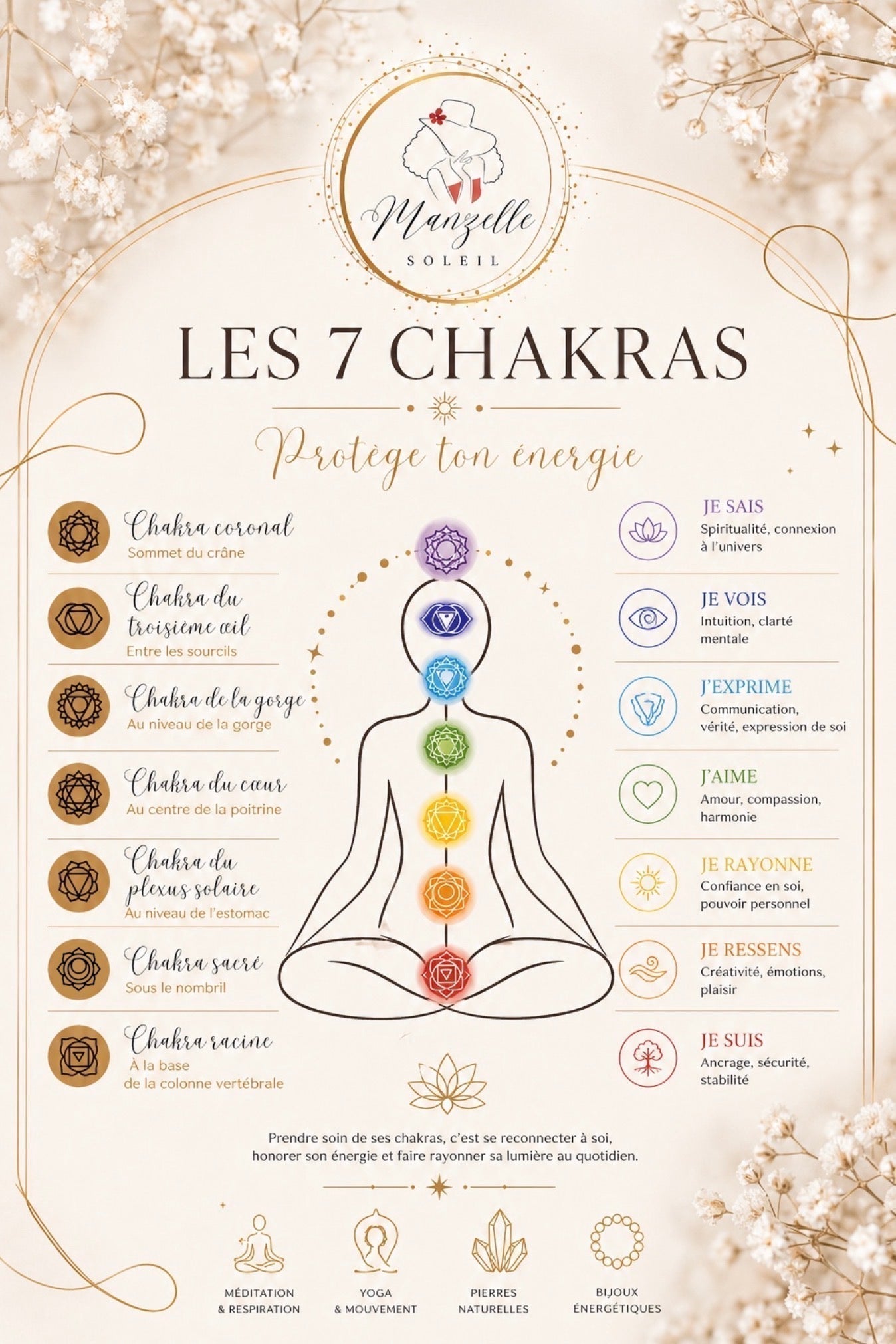 Les 7 chakras : comprendre et harmoniser ses énergies au quotidien ✨🧘🏽‍♀️☸️