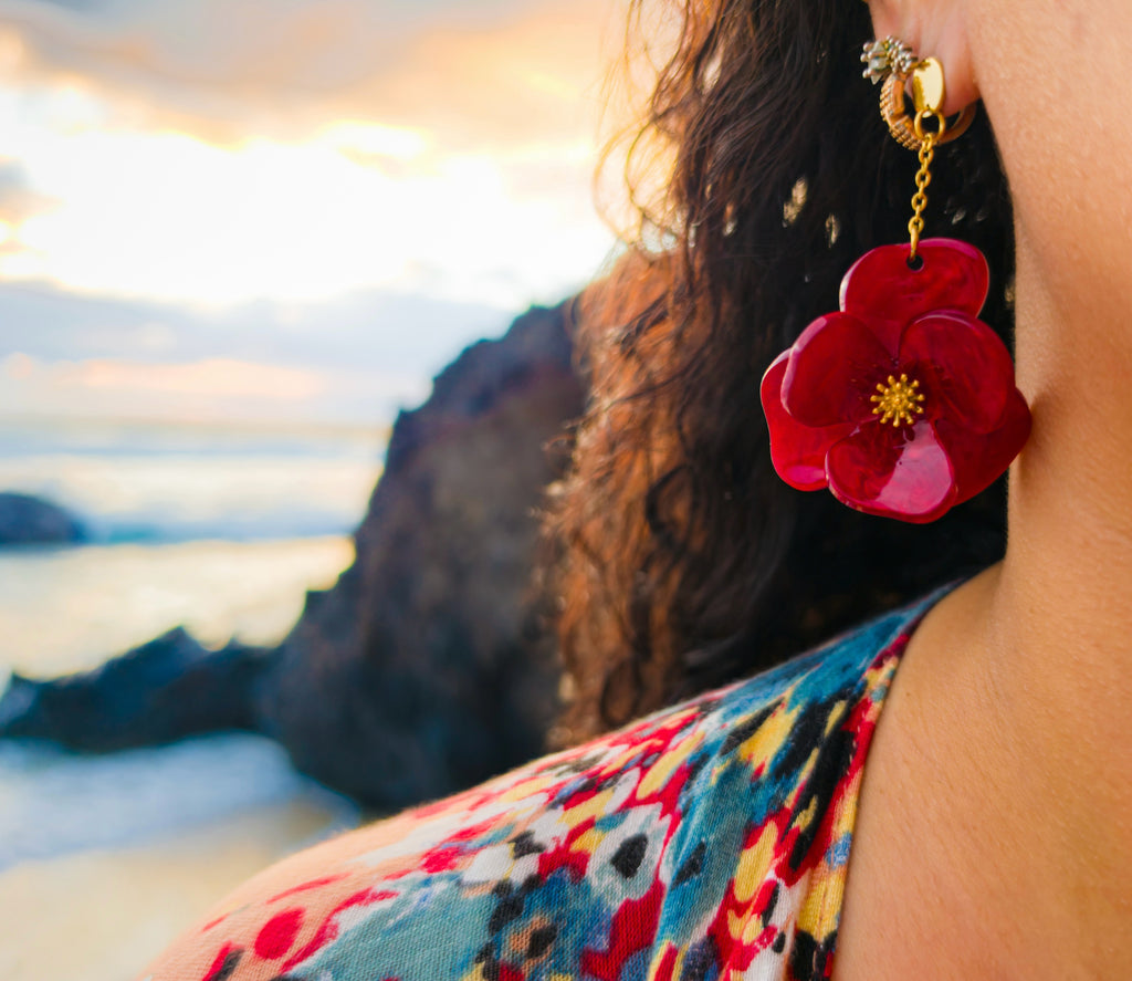 Boucles d’oreilles Poppy grenat