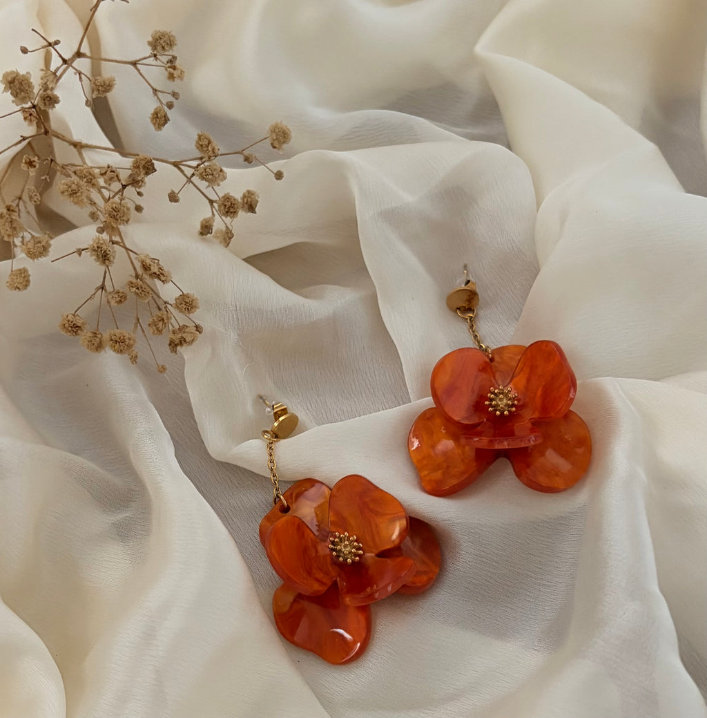 Boucles d’oreilles Poppy ambrées