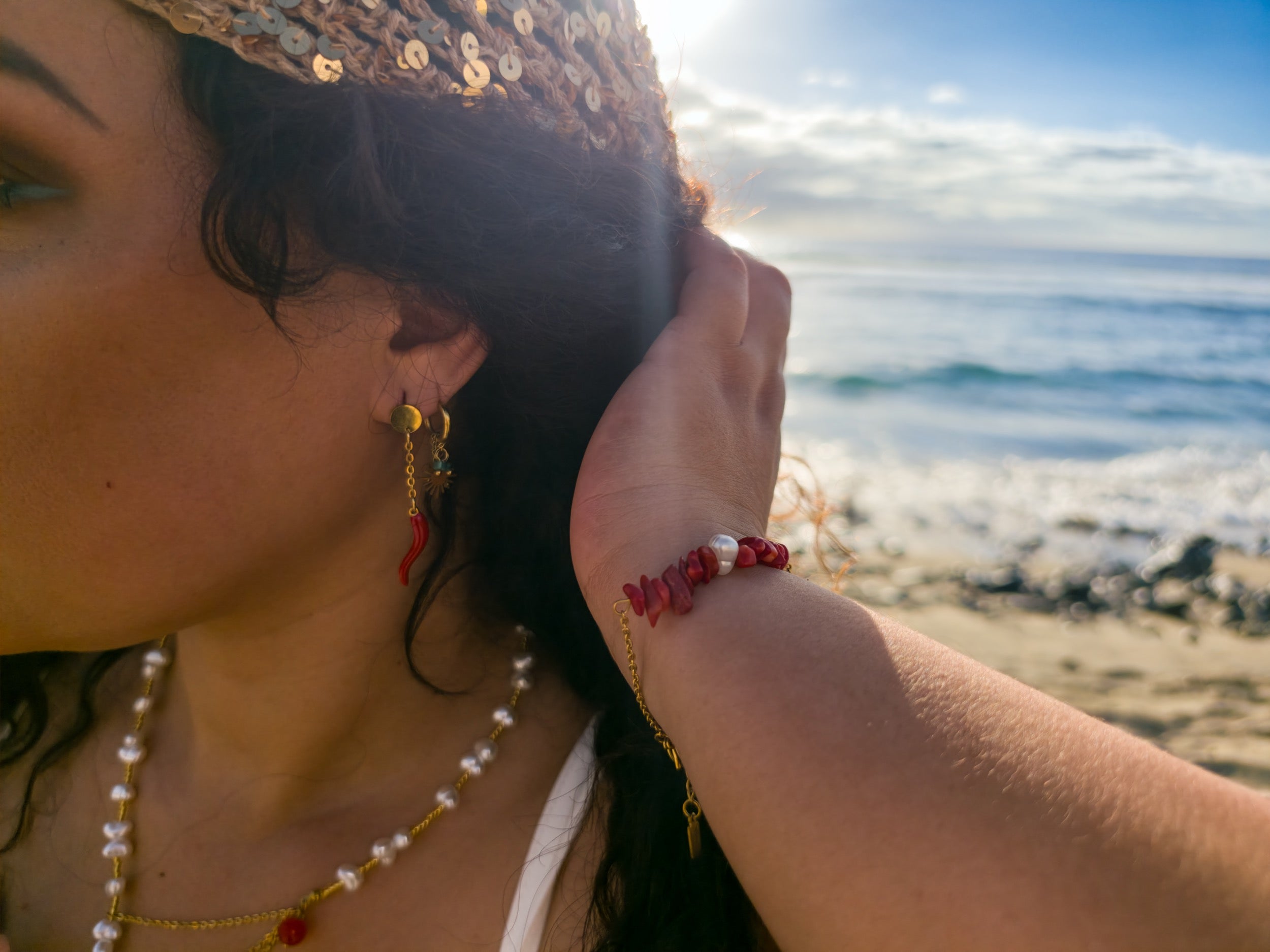 Bracelet Néïa - Corail rouge